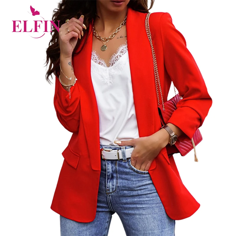 

Plus Size S-3XL Women Autumn Casual Business Solid Long Sleeve Suits Office Ladies Elegant Slim Pocket Korean Blazers SJ6618R