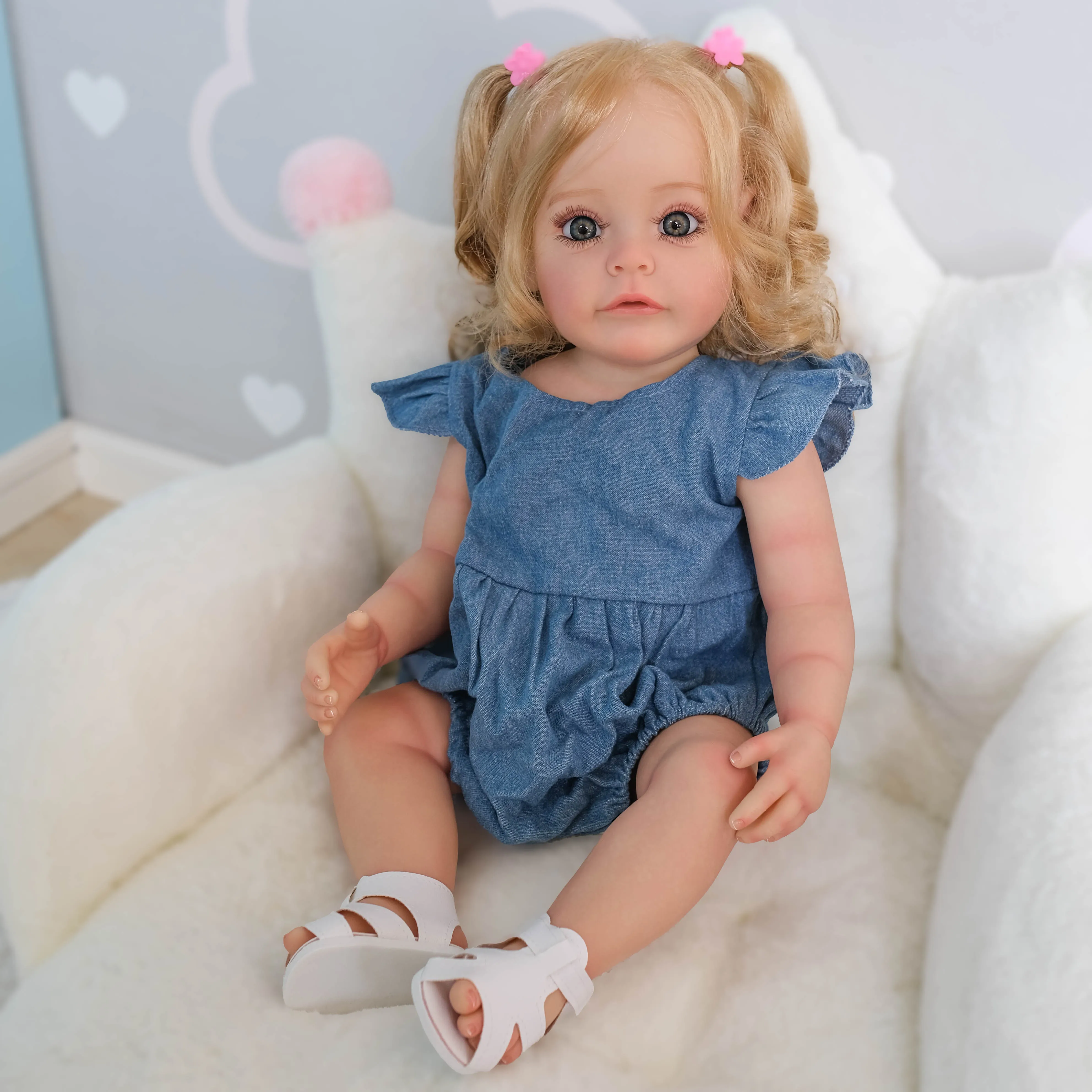 55CM Reborn Toddler Girl DollNPK SueSue Full Body Silicone Waterproof Bathy Toy Hand-Detailed Paint with 3D look Visible Veins - купить по