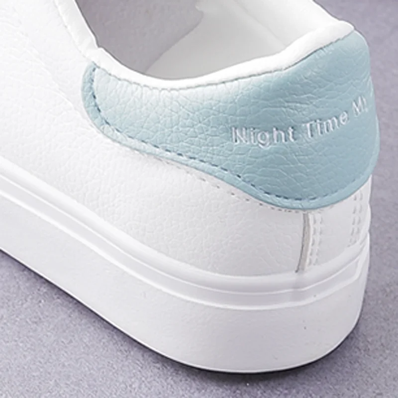 

2021 Spring Autumn Casual Classic Solid Color Leather Flat Heel Women White Shoes Sneakers