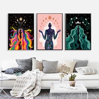 stars moon magical sun art prints witchcraft boho poster earth goddess canvas painting wall picture for living room home deco