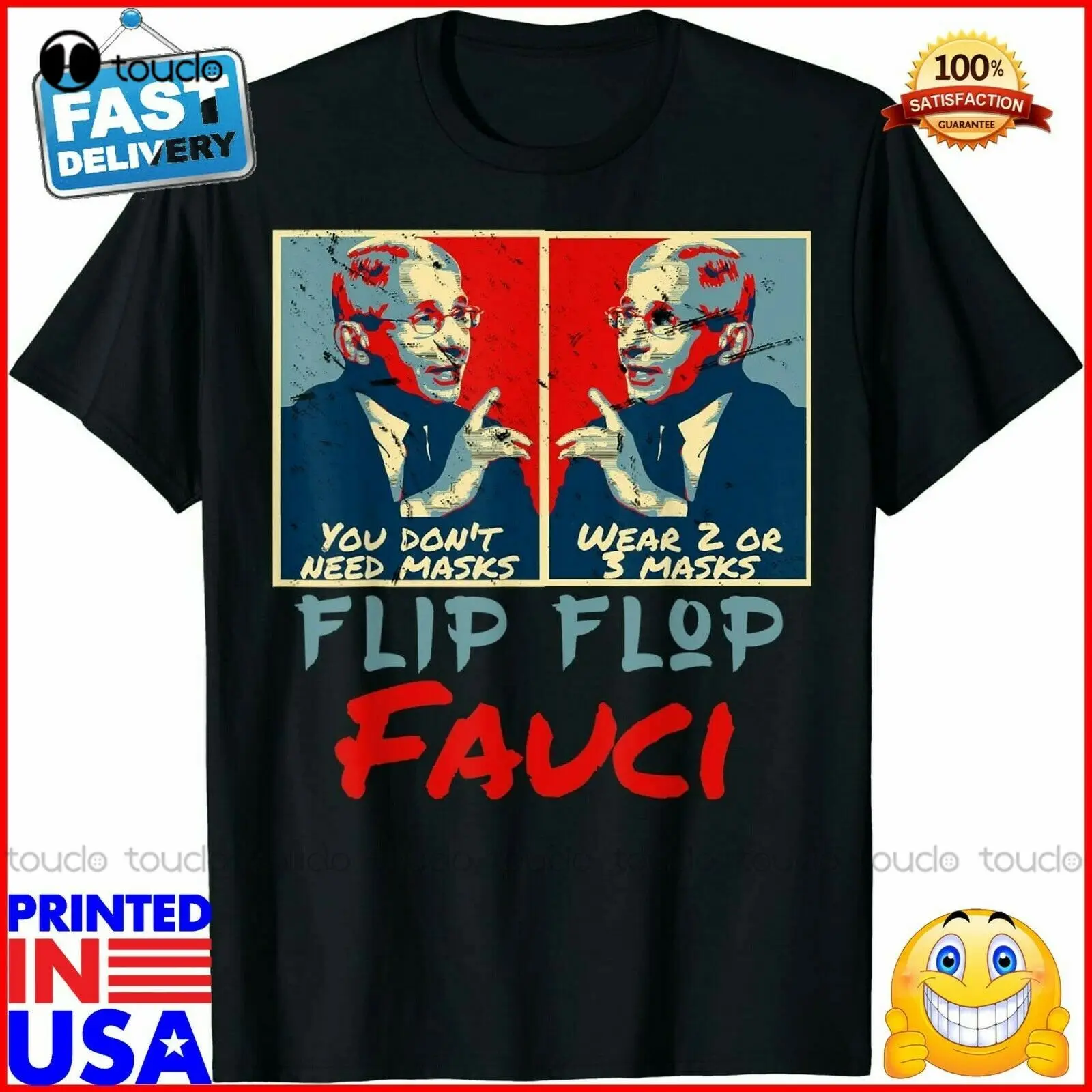 

New Flip Flop Fauci Lies Fire Fauci Retro Scientist Republican T-Shirt Cotton T Shirt Tee mens 3xl t-shirts fashion funny new