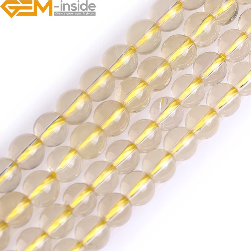 

Gem-inside натурального гладкого круглого Лимон камень драгоценного камня Quartzs бусины для изготовления ювелирных изделий 6 мм-12 мм 15 дюймов DIY юв...
