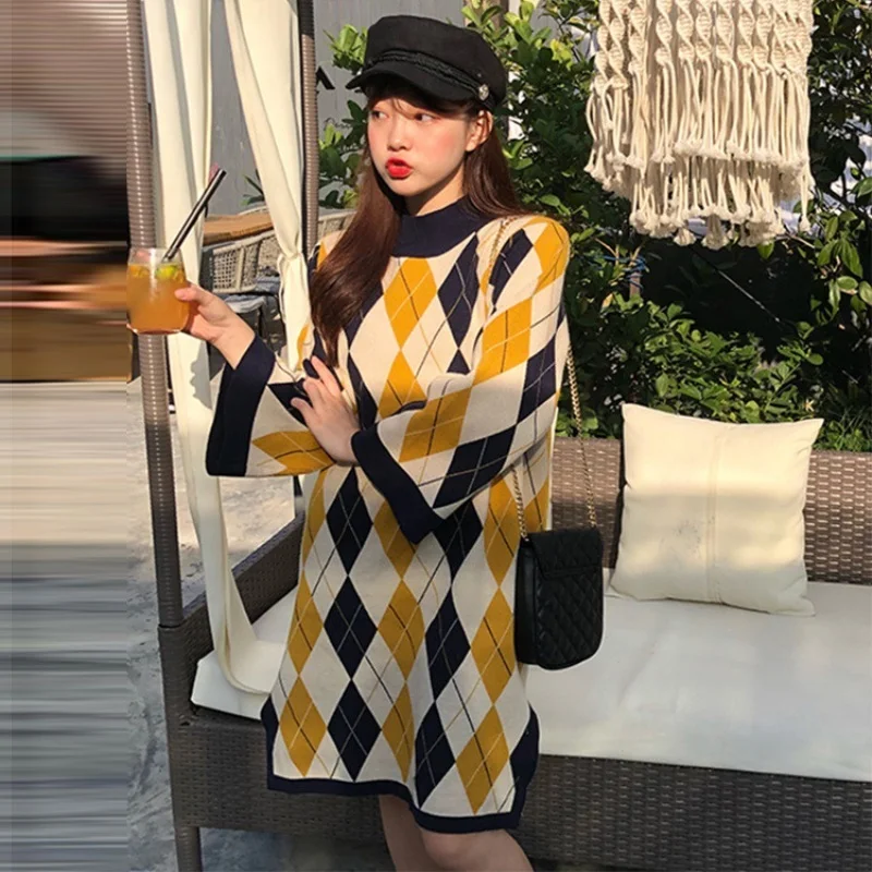 Новинка 2020 Осень-зима большой размер свободный круглый воротник вязаный пуловер