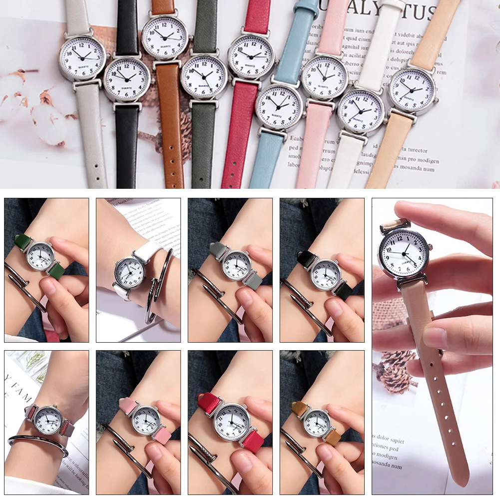 

ANENG Simple Small Dial Women Quartz Watches Retro PU Leather Strap Female Clock Minimalism Lady Wristwatches
