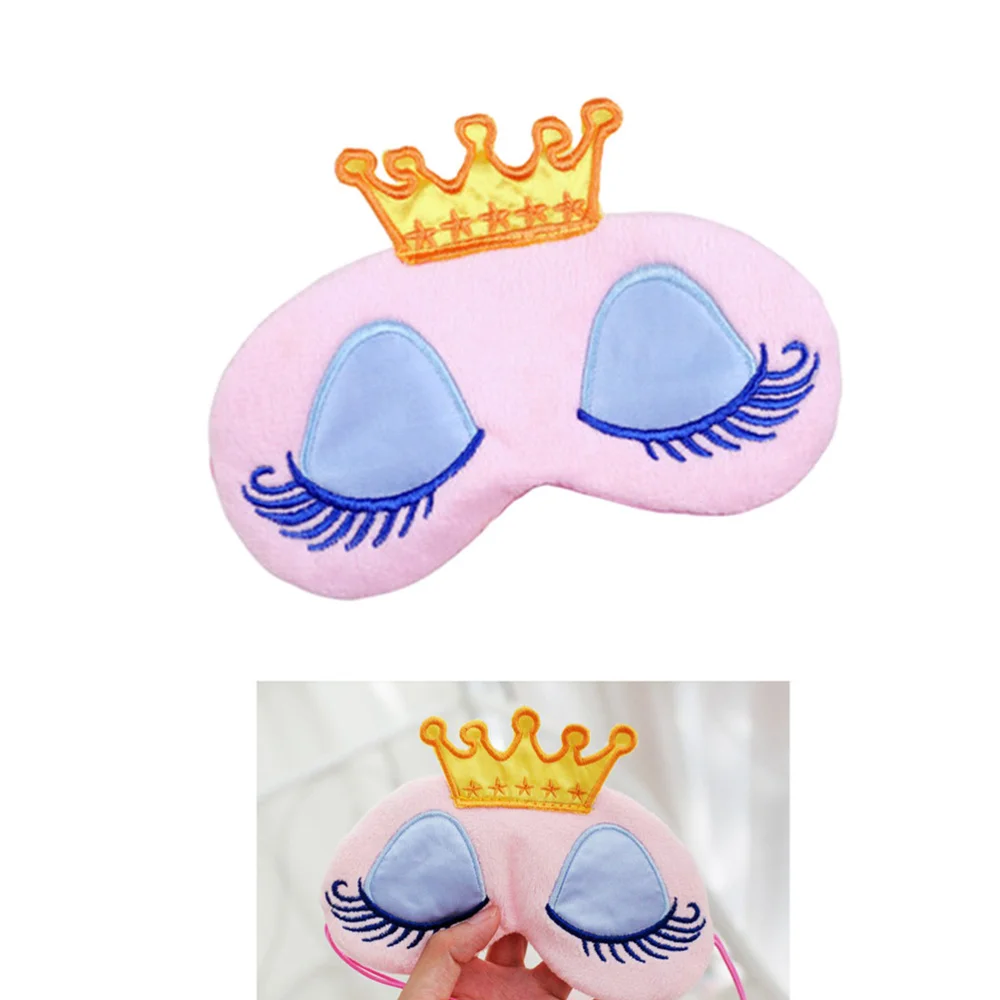 

2 Pcs Sleeping Eye Mask Cover Cartoon Crown Blindfold Long Eyelash Sleeping Aceessory for Girls (and Blue)