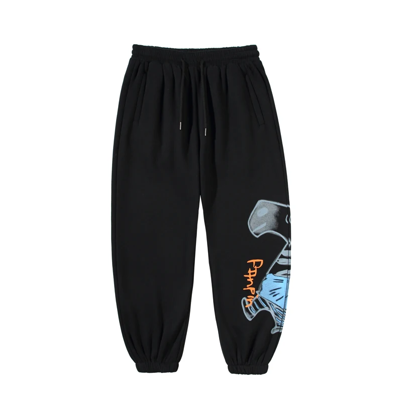 

2020 Korean Trousers Cartoon Print Loose Baggy Sweatpants Winter Thick Plus Size Casual Pants Men Clothing Fashion Joggers