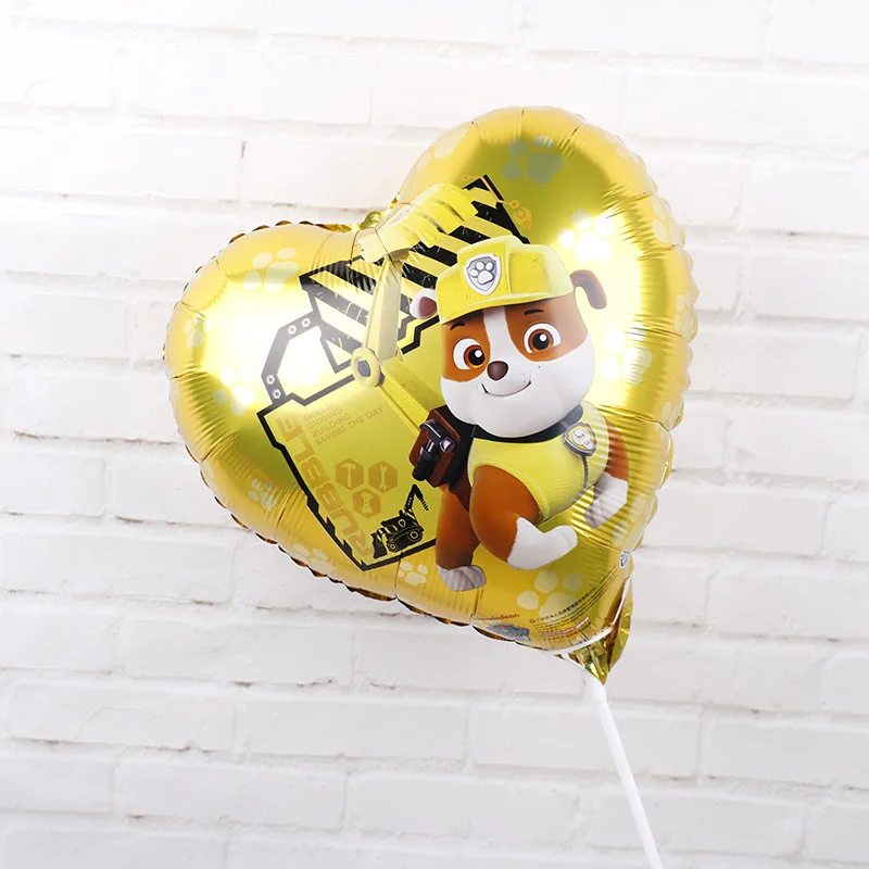 10pcs Gold Paw Patrol одноразовые пластинки 18 дюймовые баллоны из алюминиевой фольги в форме сердца - Цвет: 10pcs Gold