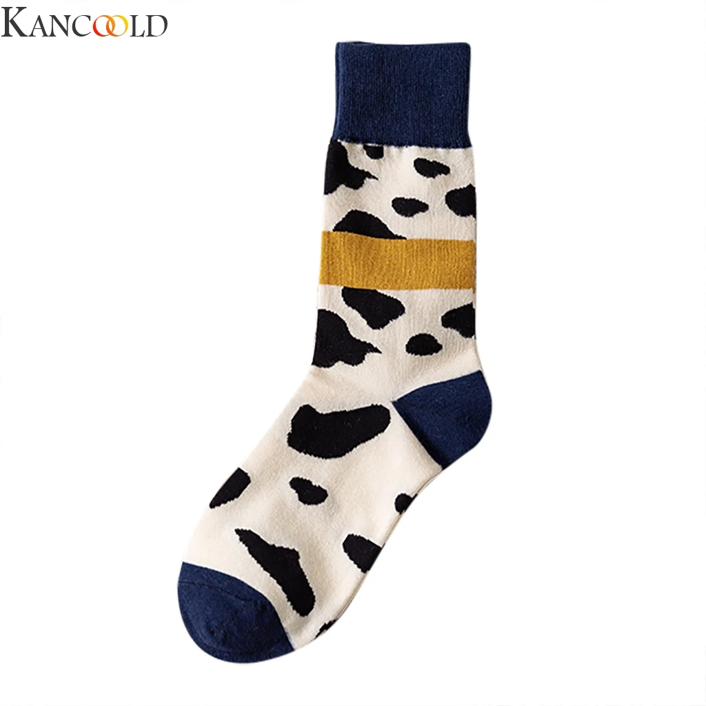 KANCOOLD Christmas Women's Trend Cow Printing Bright Color Socks In The Tube Casual Cotton Fashion Creative Cute New | Женская