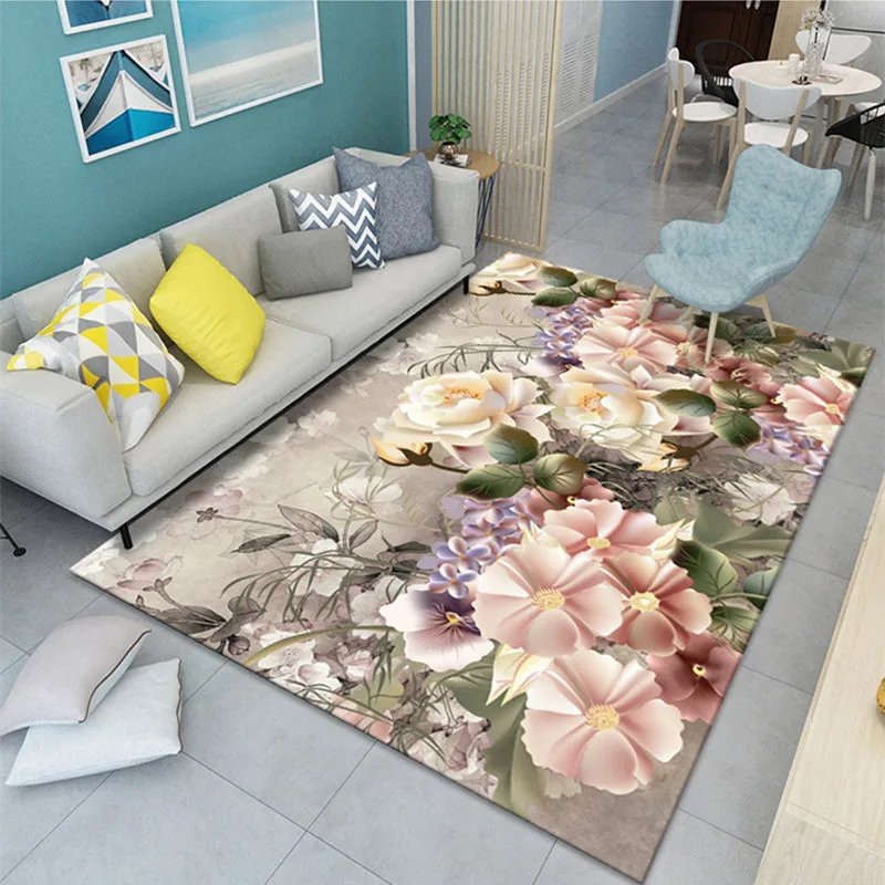 

New 3D Flower Print carpet living room bedroom large area carpet bedside table balcony carpet
