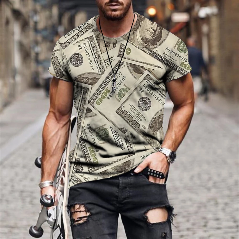 

New Men's T shirt 3D Printing Dollar T-shirt Man Top Tees Unisex Short Sleeve Clothing Causal Oversized Tshirt Dropshipping