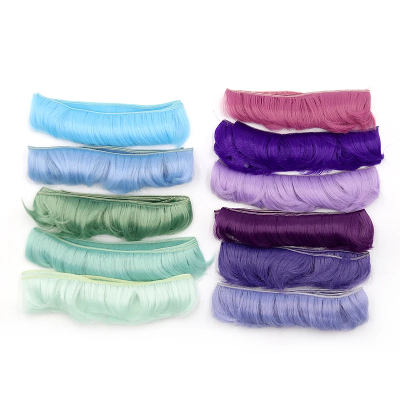 

5x100cm más reciente muñeca corta rizada DIY flequillo pelo natural marrón negro caqui color peluca para 1/3 1/4 Peluca de muñec