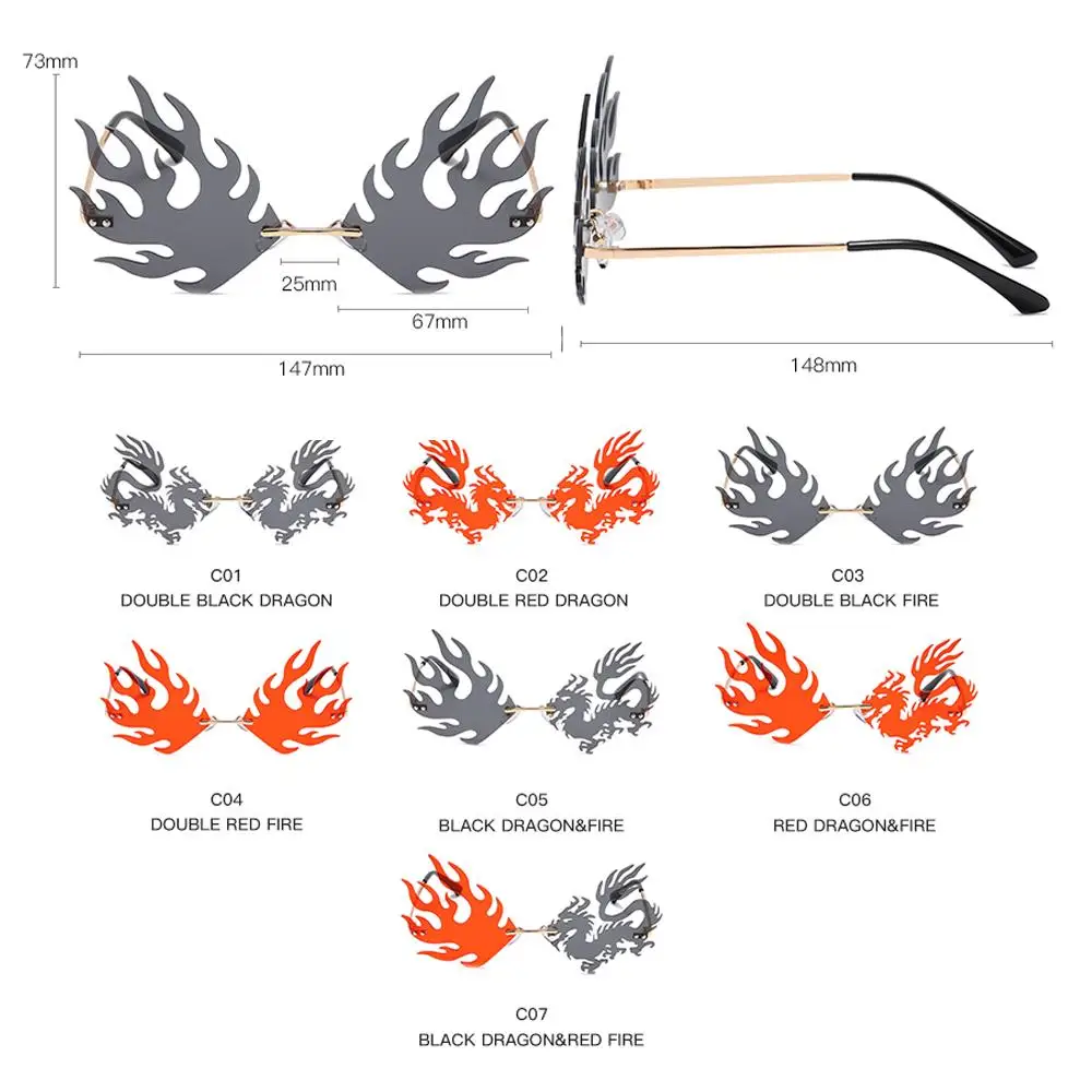 

2020 Fashion Rimless Sunglasses Women Men Brand Design Vintage Steampunk Unique Frameless Fire Sun Glasses Cool Shades UV400