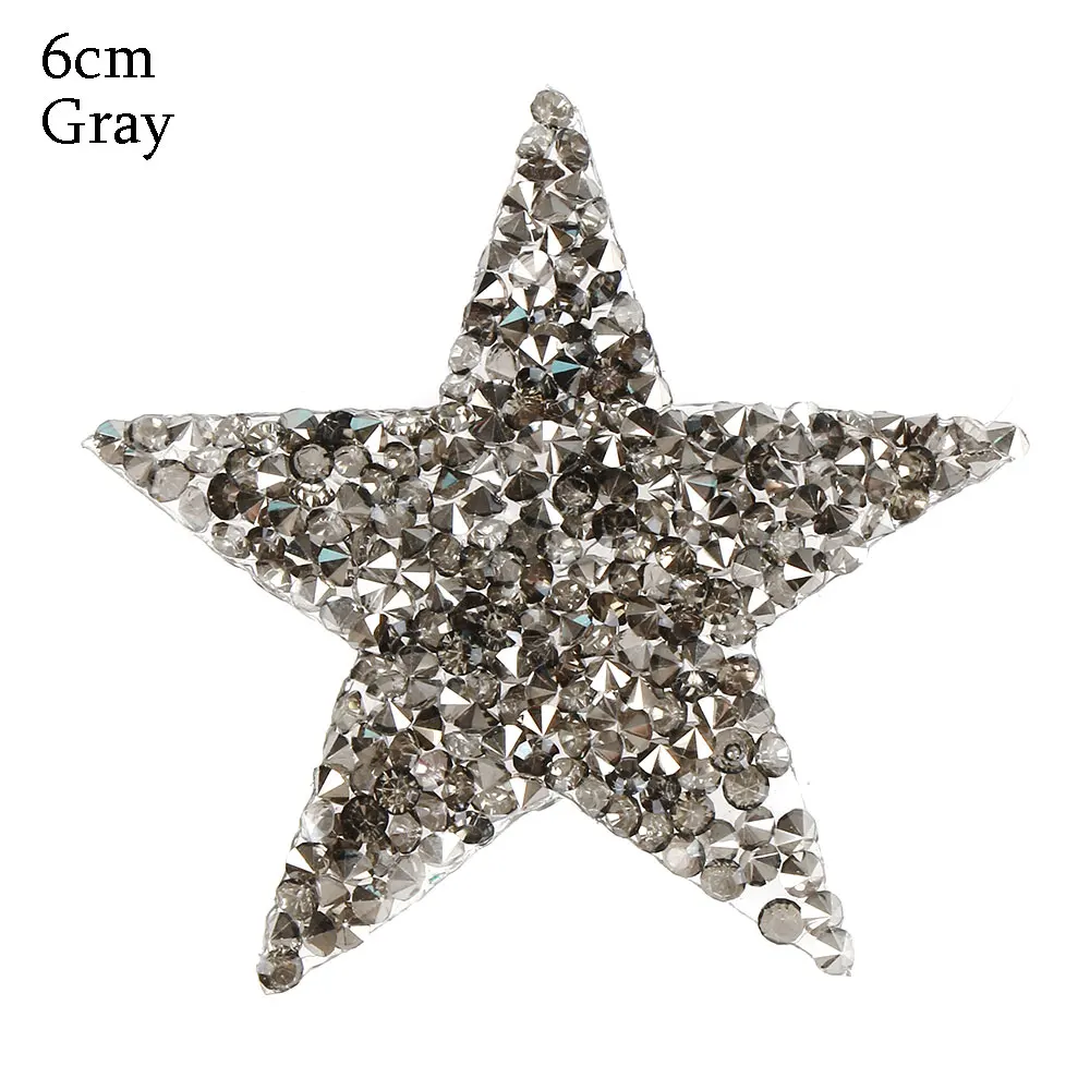 Grey 6cm Стразы со стразами, Звездные нашивки, поделки, мотив, железные нашивки, аппликация для теплопередачи, одежда, сумка для обуви, много размеров - Цвет: Grey 6cm