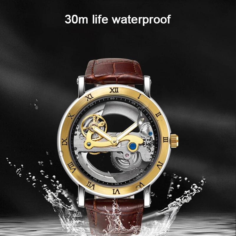 Новинка 2021 мужские механические часы с ремешком водонепроницаемые крутые