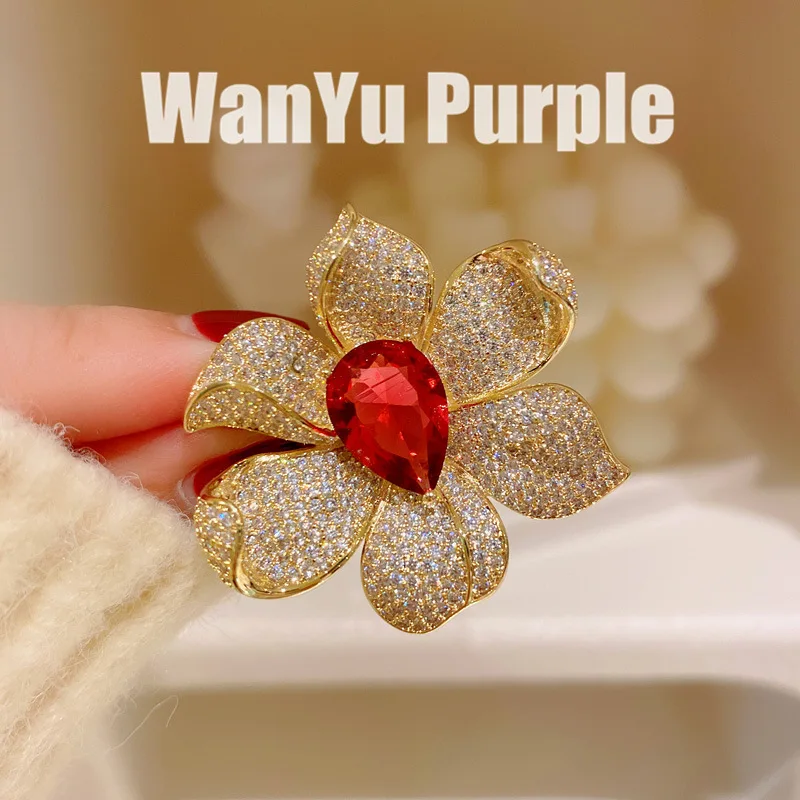 

Броши для женщин для рубашки булавка цветок кубический циркон роскошный свитер кардиган зажим цепочка Броши Изящные Ювелирные изделия Пря...