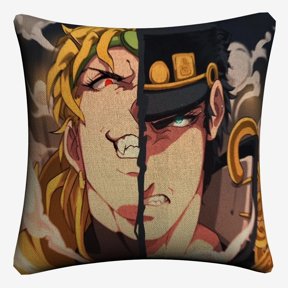 Декоративная льняная наволочка для дивана Dio Brando Jojo с изображением аниме 45x45 см