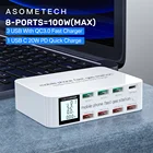 Быстрое зарядное устройство USB QC3.0 PD3.0, быстрая зарядка, зарядная станция для телефона с ЖК-дисплеем, 8 портов, зарядное устройство для iphone, Android