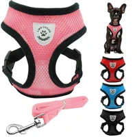 dog collar small dog pet dog harness vest walking lead leash adjustable breathable polyester mesh harness vest dog supplies