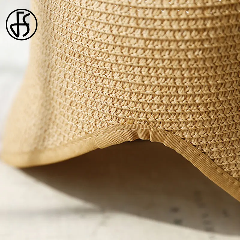 Женская Соломенная шляпка-Колокол FS шляпка от солнца с бантом широкими полями