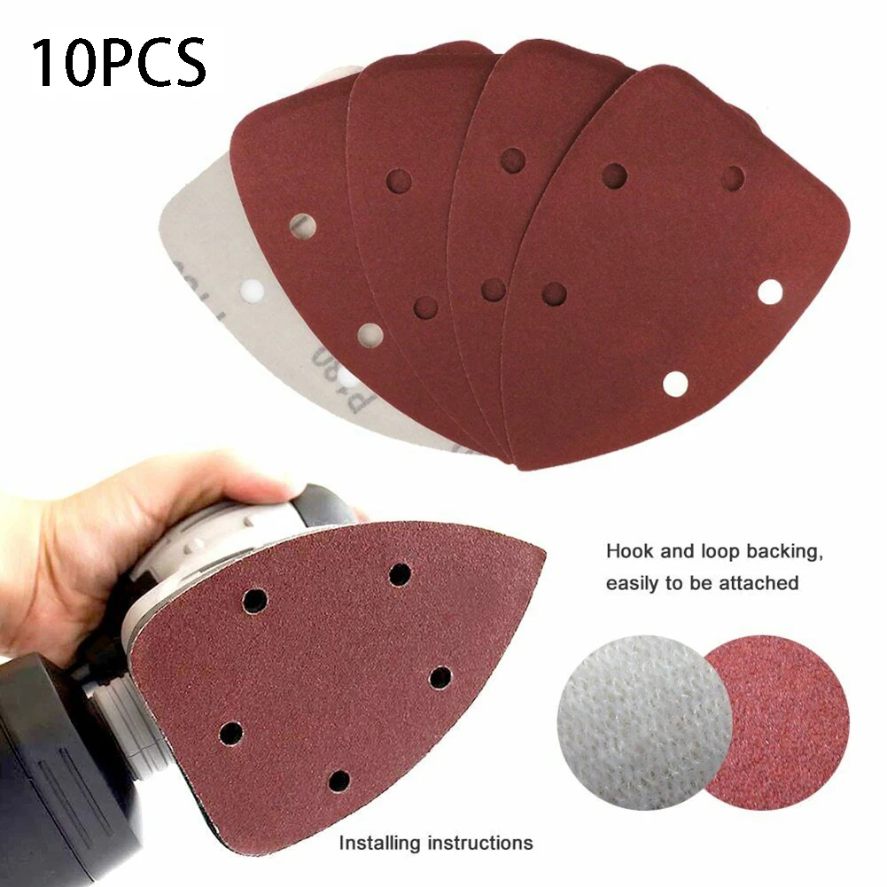 

10PCS 140*90mm 5 Holes Sandpaper Triangle Sand Discs Pads Power Polishing Tool Wide Application And High Grinding festool