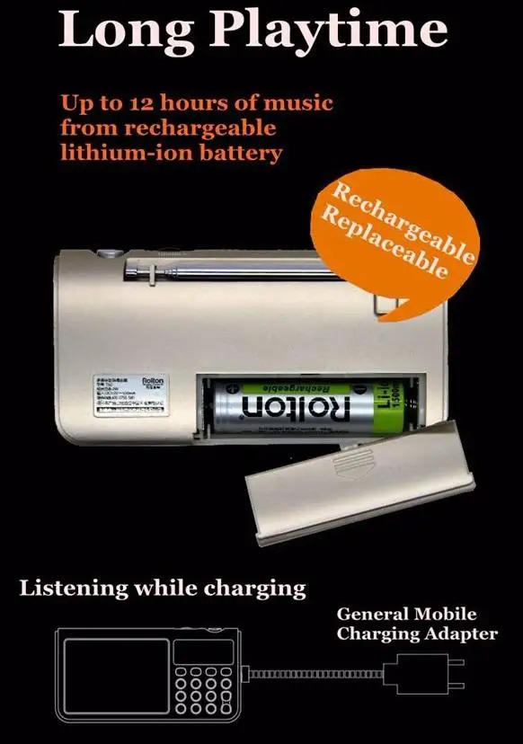 BEESCLOVER FM/MW/SW радио Rolton T50 Портативный World Band стерео радио Динамик MP3 музыкальный плеер SD/TF для ПК Телефон Ipod r60