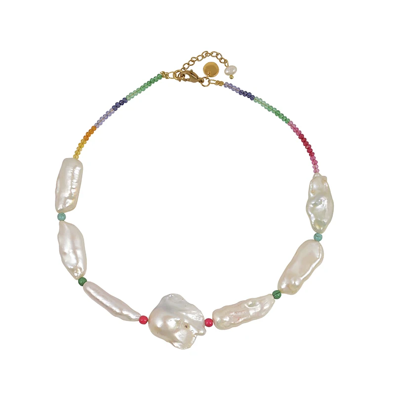 Женское короткое ожерелье с пресноводным жемчугом в стиле барокко|Колье| |