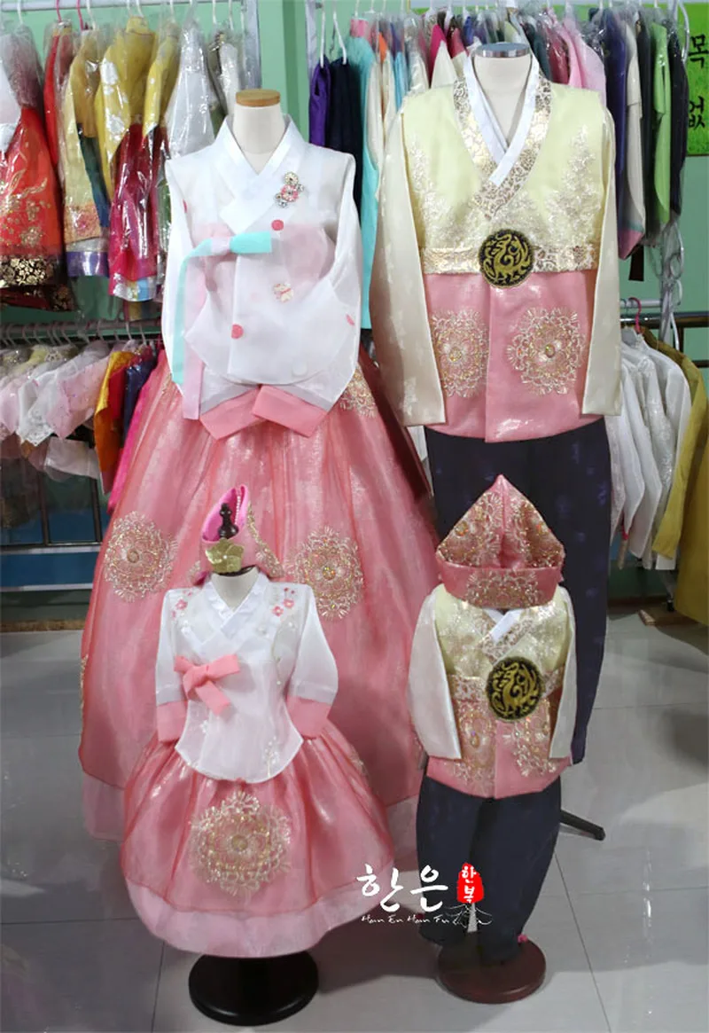 

Южная Корея импортная ткань/Свадебный семейный костюм ханбок/пара ханбок/национальный костюм