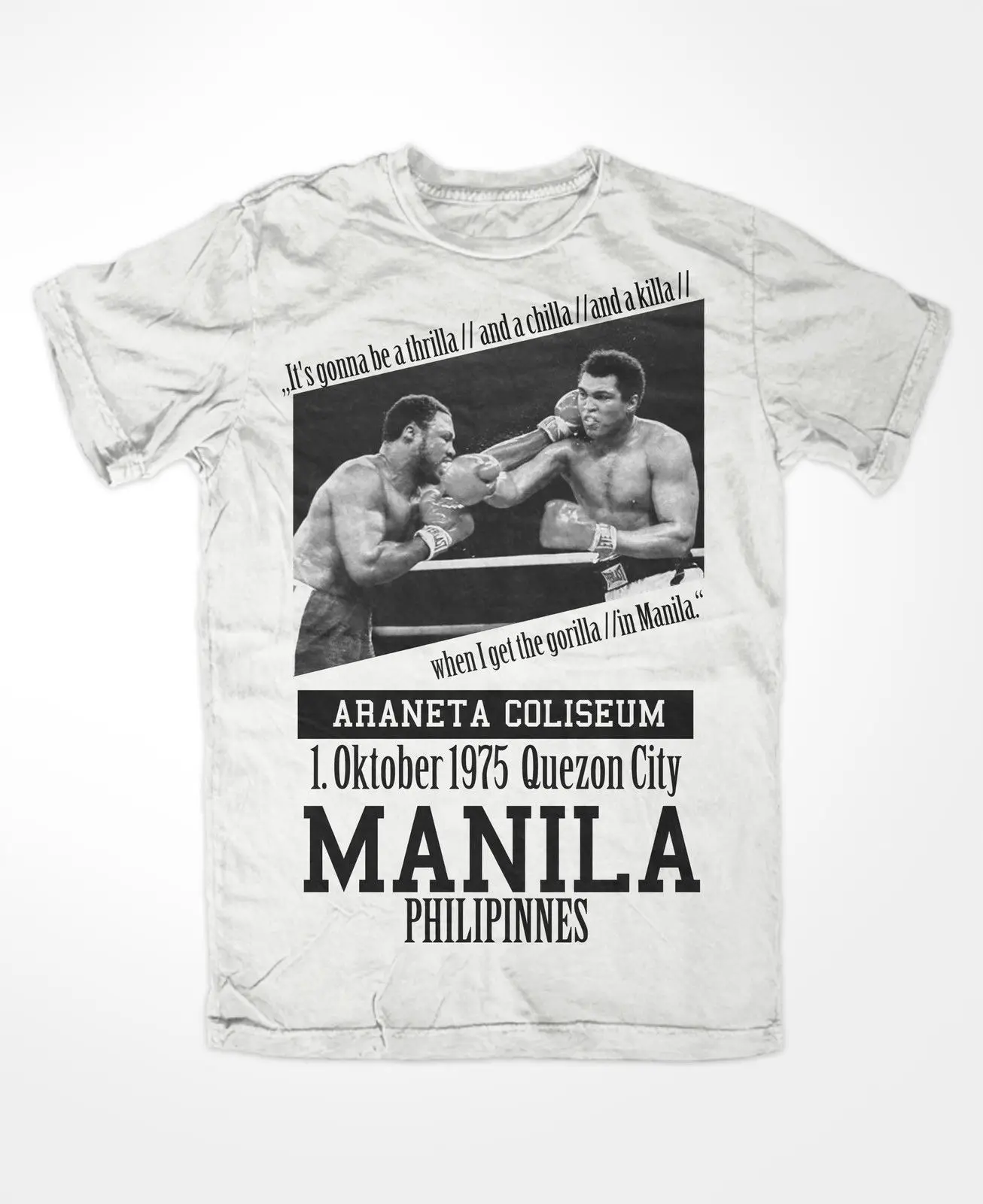 Футболка с надписью Muhammad Ali 3 King Of The Ring Boxinger Ko Thrilla в Маниле мужские хипстерские