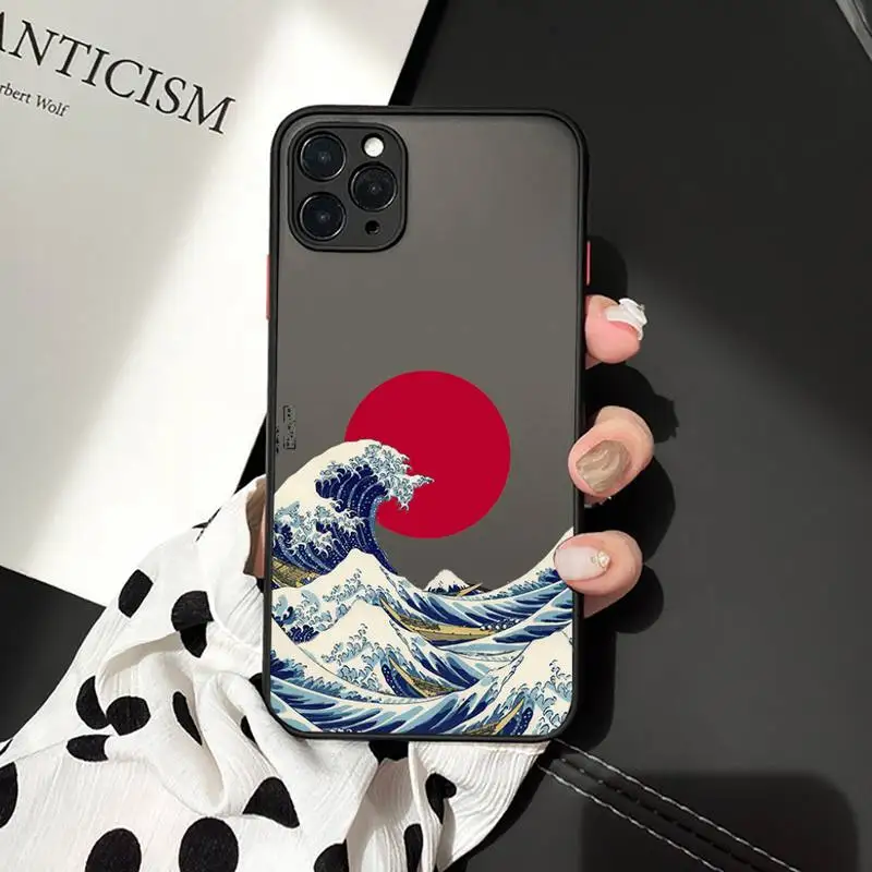 

Phone Case For iPhone 12 11 Mini Pro XR XS Max 7 8 Plus X The Big Wave of kanagawa Matte transparent cover