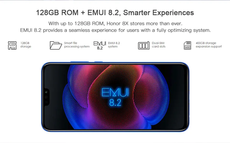 Honor 8X8 X, смартфон Kirin 710, 4 Гб, 6 ГБ ОЗУ, 64 Гб ПЗУ, 6,5 дюймов, Восьмиядерный экран, отпечаток пальца, ID, 3750 мА/ч, задний, 20 МП
