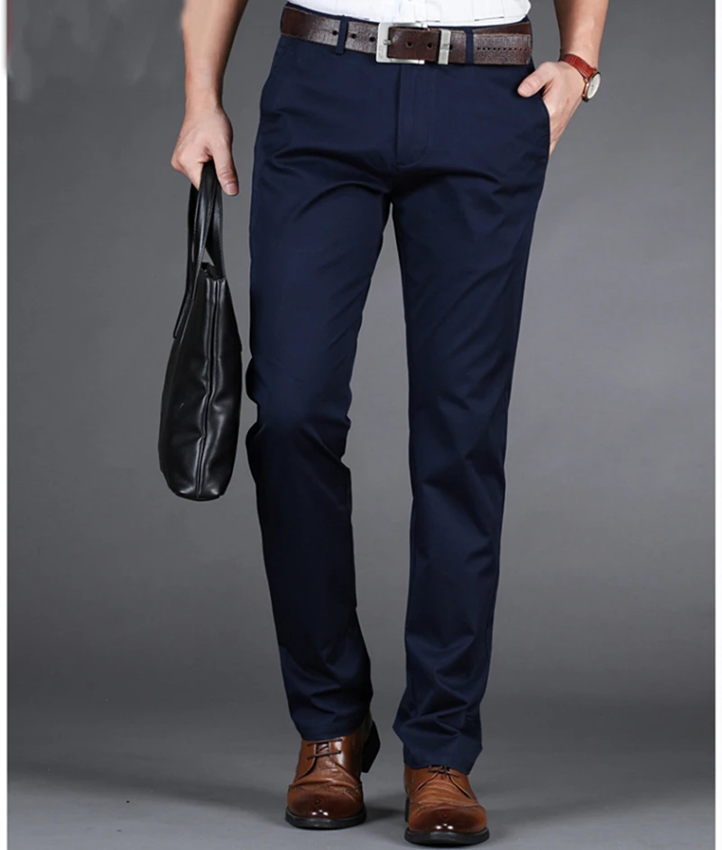 

Men's High Quality Pure Color Slim Fit Homme Pants Stretch Trousers Business Classic Casual Clothes Fashion Long Pants Eden