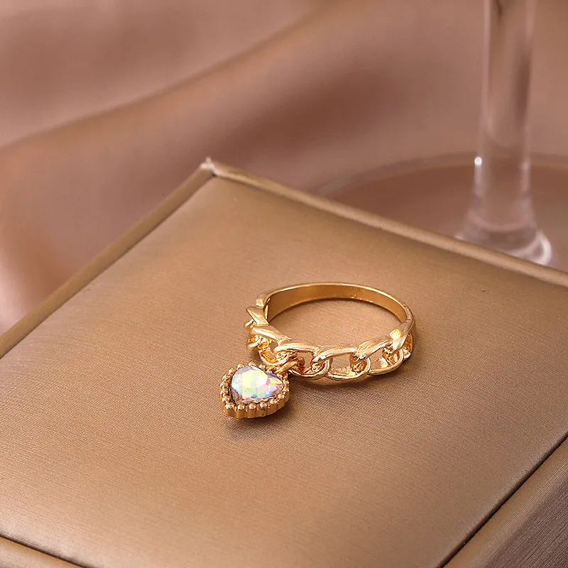 

Fashion Delicate Simple Ring Heart Pendant Creative Personality Small Fashion Girl Must Forefinger Ring Tail Ring Women