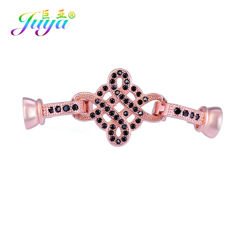 Rose Gold Black Juya, сделай сам, жемчуг, браслет, ожерелье, компоненты, золото/серебро/розовое золото, бант, соединитель, застежка, аксессуары - Цвет: Rose Gold Black