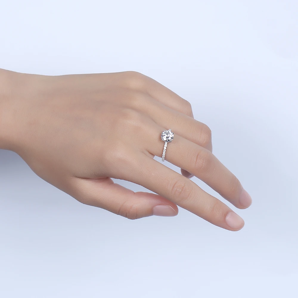 DovEggs Romantic 14K white gold 3ct Cusion Cut EF color Moissanite diamond jewelry ring for woman wedding engagement gift | Украшения и