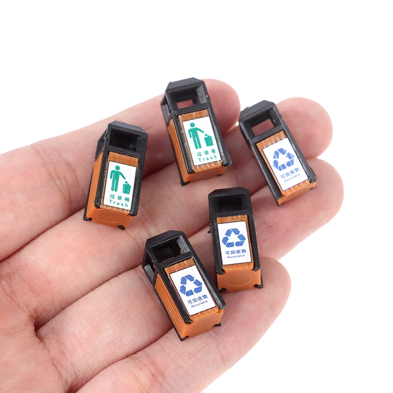 

5Pcs 1/87 Model Garbage Trash Can Rubbish Bin Model Train Railway Layout Model
