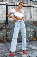 ripped harajuku denim pants womens 2021 autumn and winter loose hole high waist street fashion jeans casual stright trousers