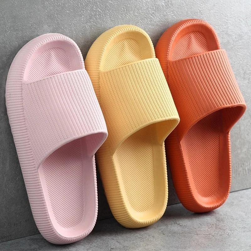 

Thick Platform Bathroom Home Slippers Women Fashion Soft Sole EVA Indoor Slides Woman Sandals 2021 Summer Non-slip Flip Flops