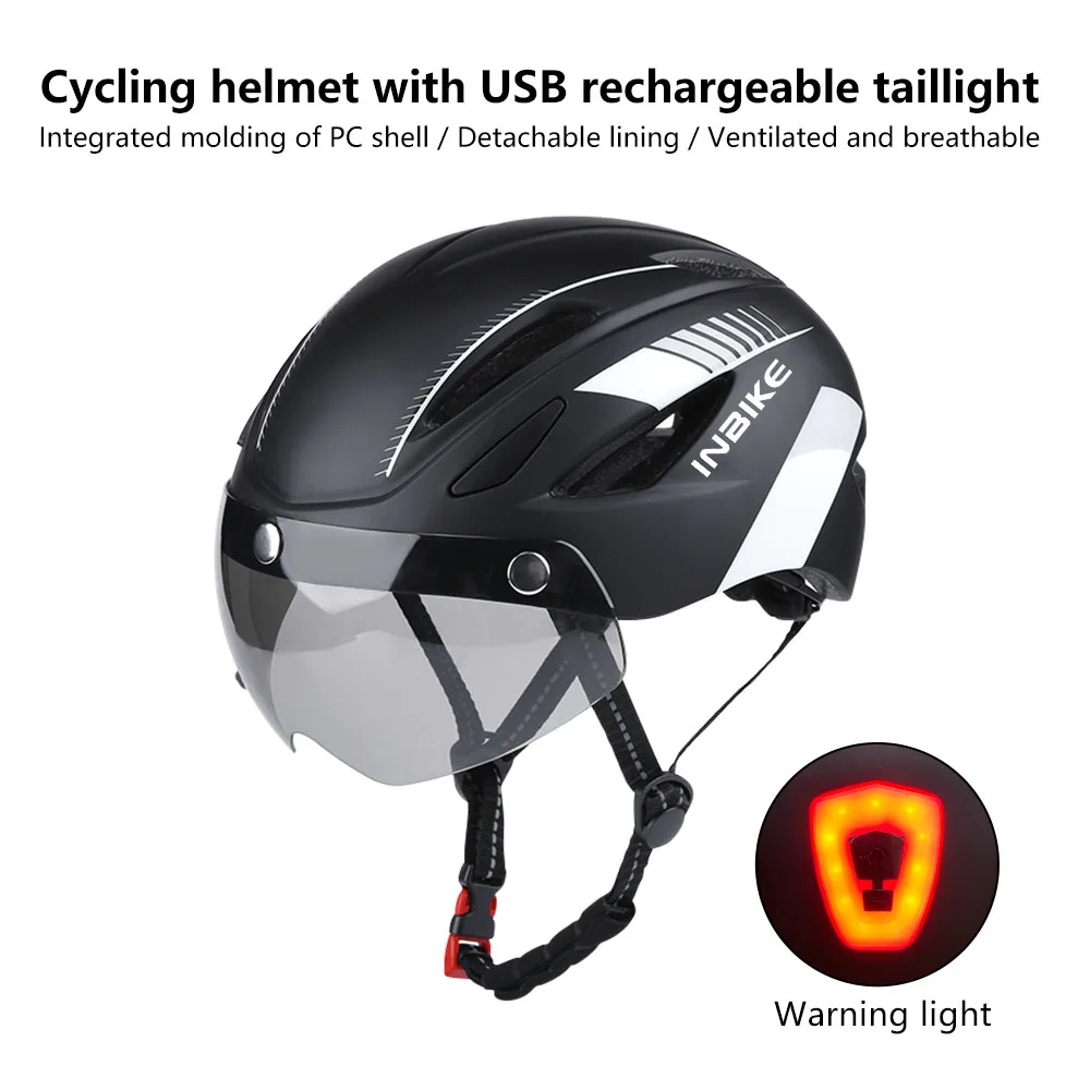 

Велосипедный шлем Inbike, предупреждающая лампа, зарядка через USB, для езды на велосипеде, занятий спортом