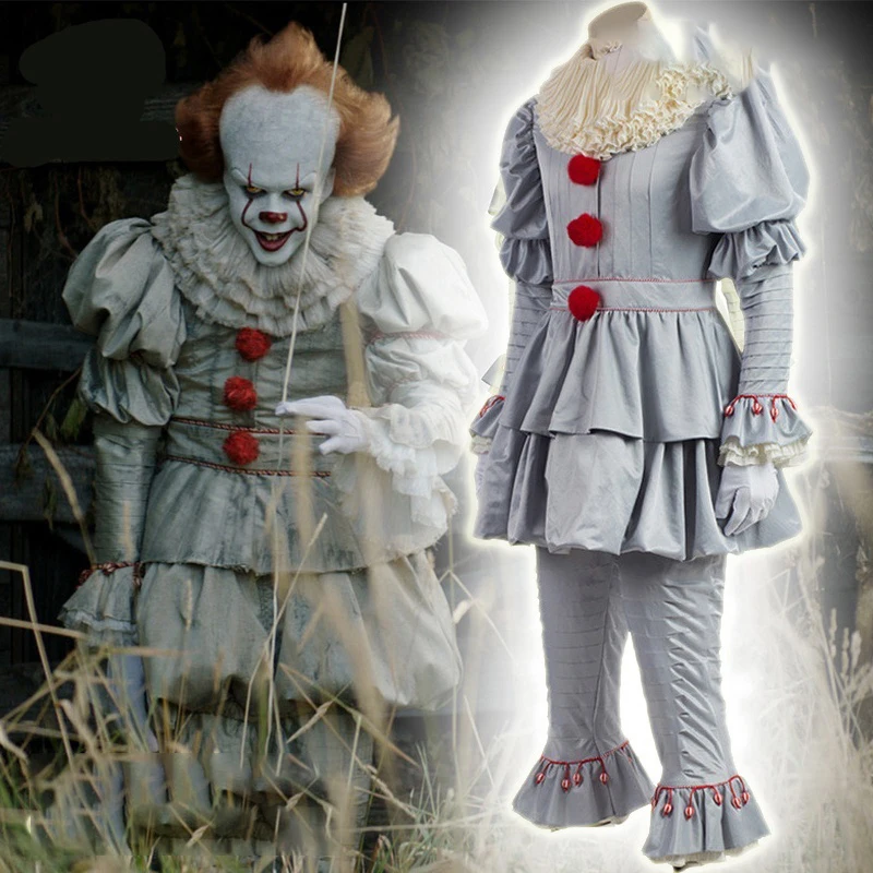 

Joker Pennywise Cosplay Costume Outfit Stephen King It Chapter Two 2 Horror Clown Halloween Party Costume Props