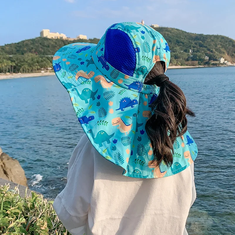 

Летние товары первой необходимости для детей Солнцезащитная шляпка для детей на открытом воздухе шеи Солнцезащитная пляжная шляпа с рисун...