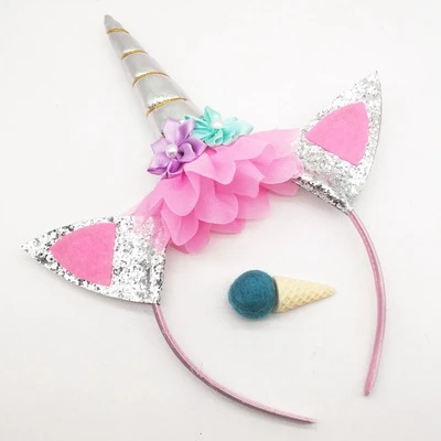 silver hair hoop Единорог тема вечерние Unicornio одноразовая посуда Единорог Декор поставки День Рождения украшения Дети Единорог вечерние сувениры - Цвет: silver hair hoop