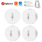 Умный датчик температуры и влажности Tuya Smart ZigBee, работает с приложением Tuya Smart Life, работает на батарейках, шлюз Zigbee3.0