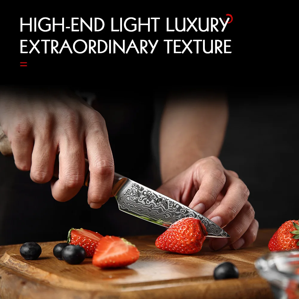 

3.5 Inch Paring Knife Professional Damascus Super Steel Cook Knife Fruit Melon Vagetable Peeling Sharp Kitchen Knife