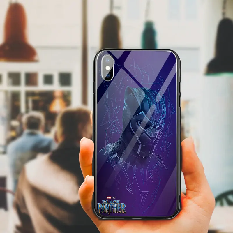 Милые чехлы для телефонов из закаленного стекла Wakanda Black Panther iPhone 10 X XR XS 11 Pro Max 7 6 5 5S