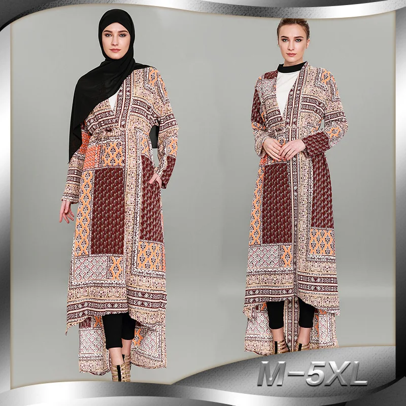 Женское длинное Асимметричное пальто Свободное в мусульманском стиле ретро с