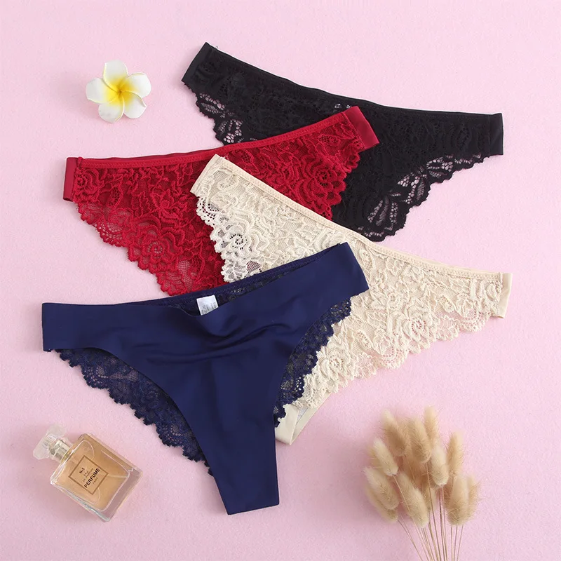 

New Sexy Lace G String Panties For Women Nylon Silk Panty Thong Briefs Underwear Lingerie Female Ladies Floral Pantys Underpants