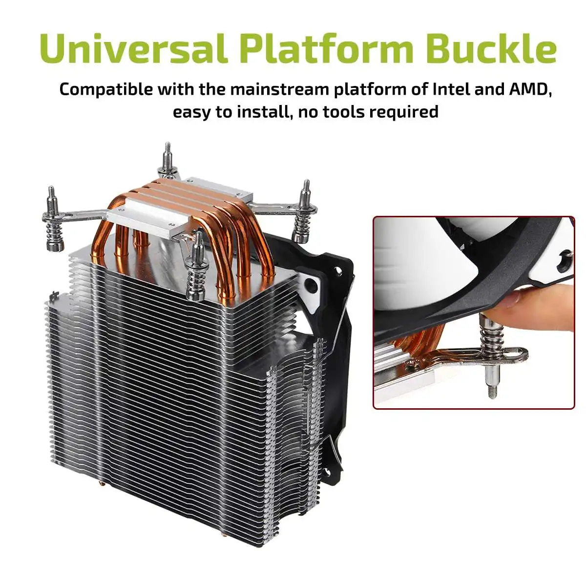 Кулер для процессора 4 медные тепловые трубки тихий вентилятор 12 см охлаждающий