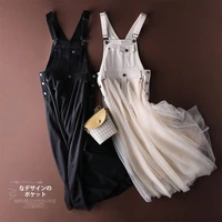 2021 new denim strap skirt trendy womens summer student korean loose sexy dresses lace dress vestidos de fiesta de noche