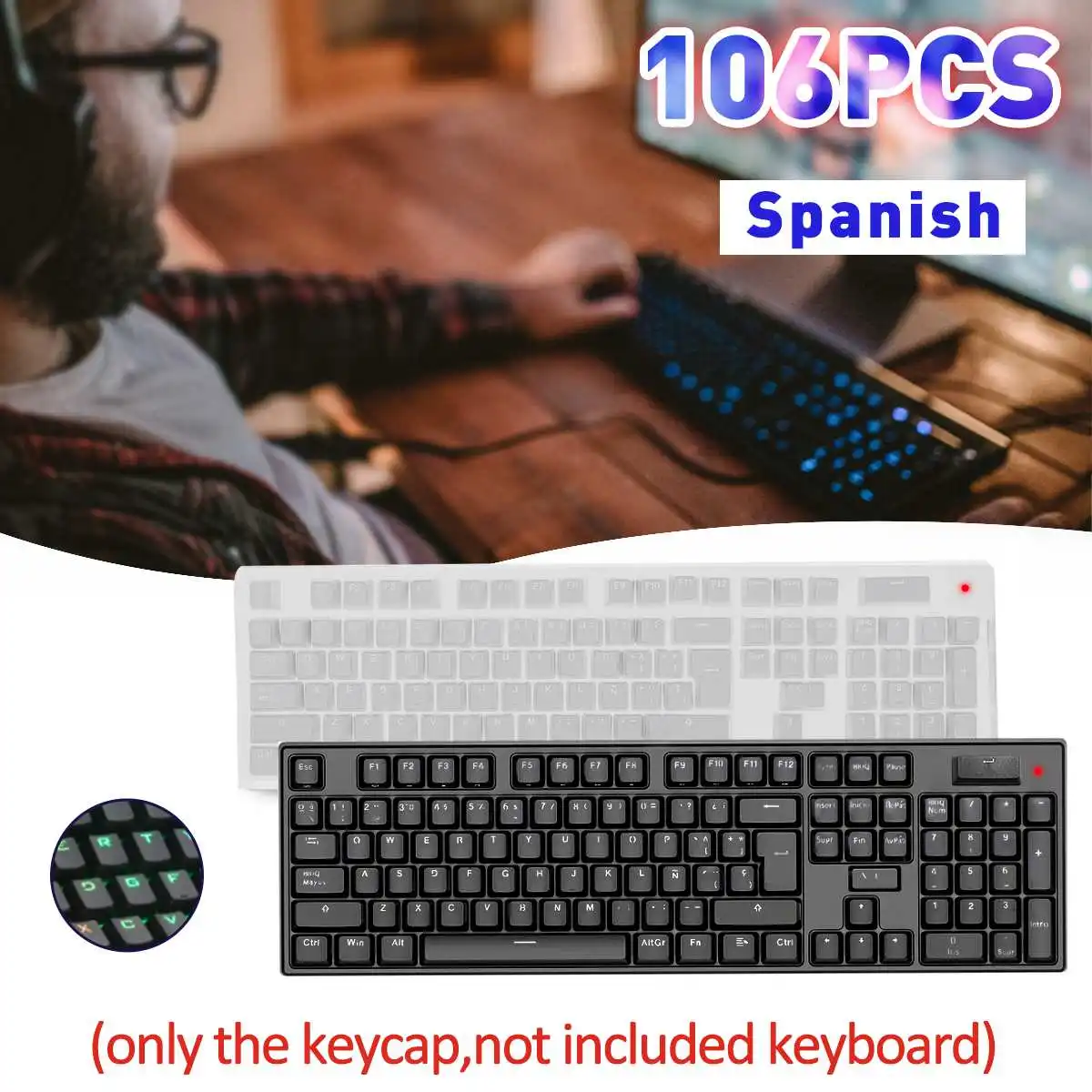 Корейская/испанская 106 клавишная Кепка с подсветкой ABS Languag s разнообразие для Cherry