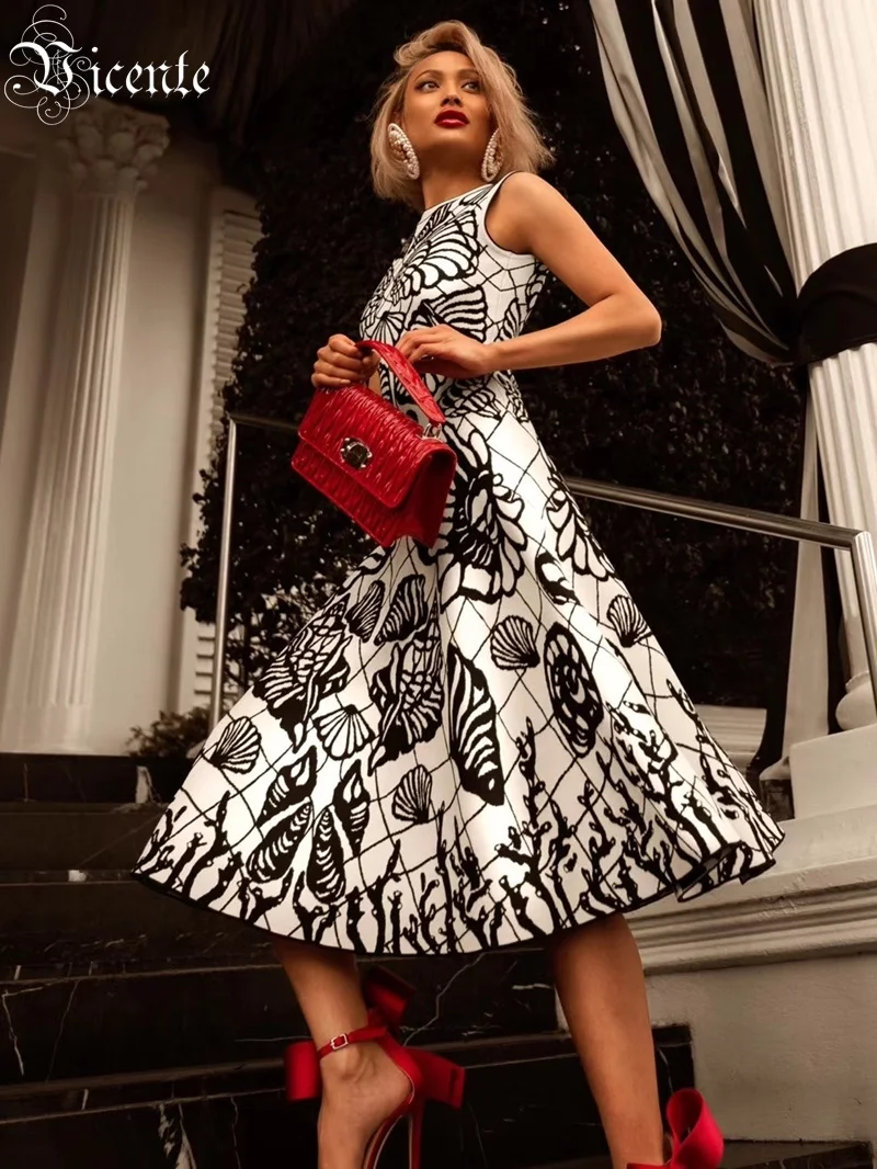 Женское вечернее платье без рукавов модное жаккардовое с геометрическим узором